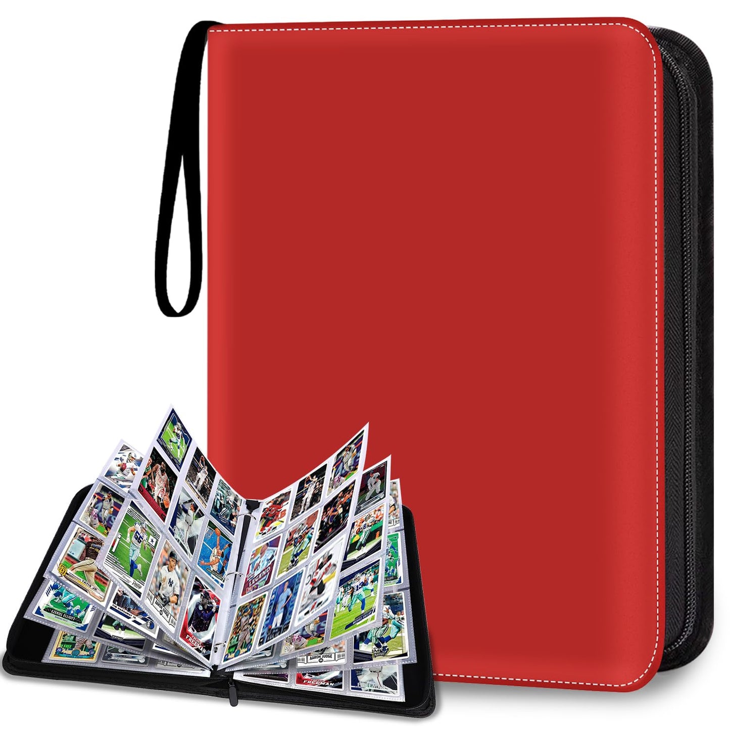 HESPLUS 900 Pockets Trading Card Album Folder  Baseball Card Binder with Sleeves  Collectible Trading Album for Baseball Cards  Trading Cards  Football Cards  MTG  Game Cards  Sports Cards -Red