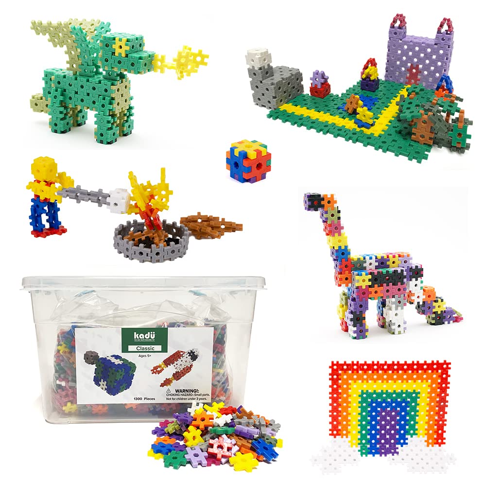 Incredibly Interconnectable Toys KADU Classic 1300 Piece STEM Building Set - Plastic, 15 Colors, Model 636343200229
