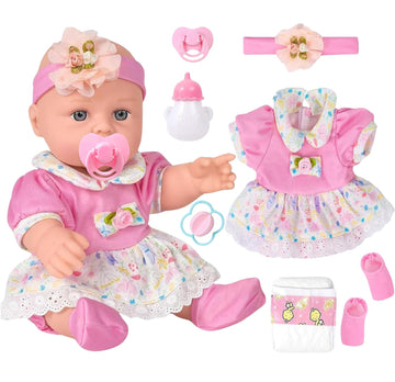 Zqdoll Baby Dolls, 12 Inch Realistic Baby Dolls With Accessories And Clothes Playset, Eyes Open Cute Face Baby Doll With Bottle,