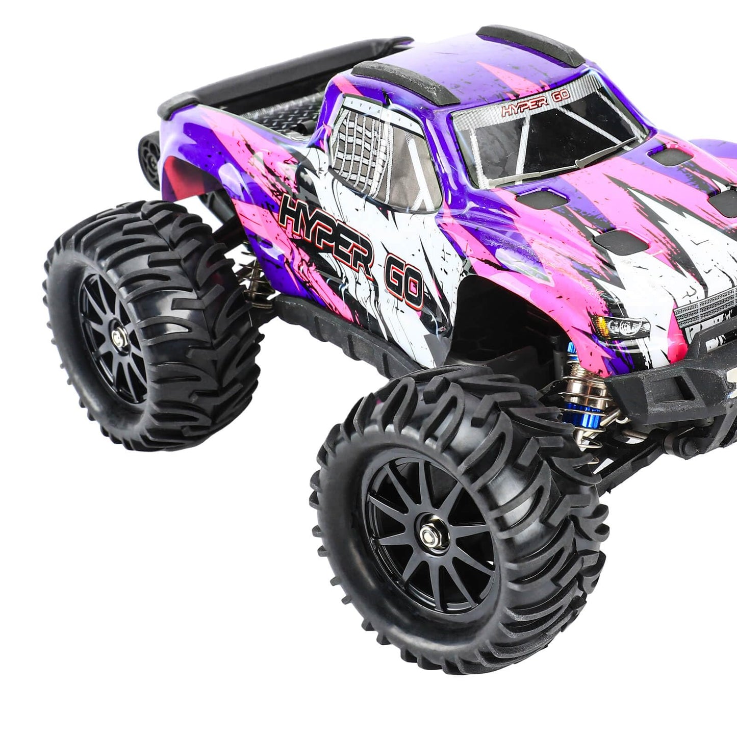 RCAWD Pre-Glued 12mm Hex Adapter Wheel and Tire Set Rubber Nylon Upgrades Parts for 1/16 1/18 Monster Truck with Foam Inserts fo