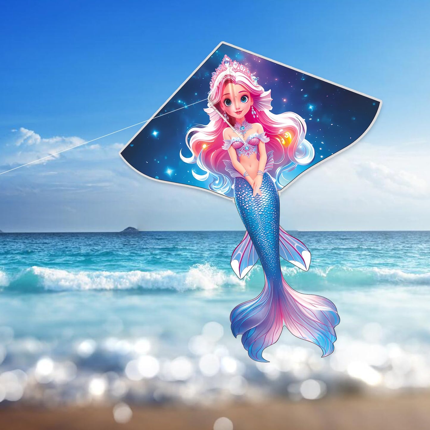 HENGDA KITE Beautiful Mermaid Kite for Kids Beginners and Adults,Cute Design,High Definition Printing,Easy to Fly and Assemble,S