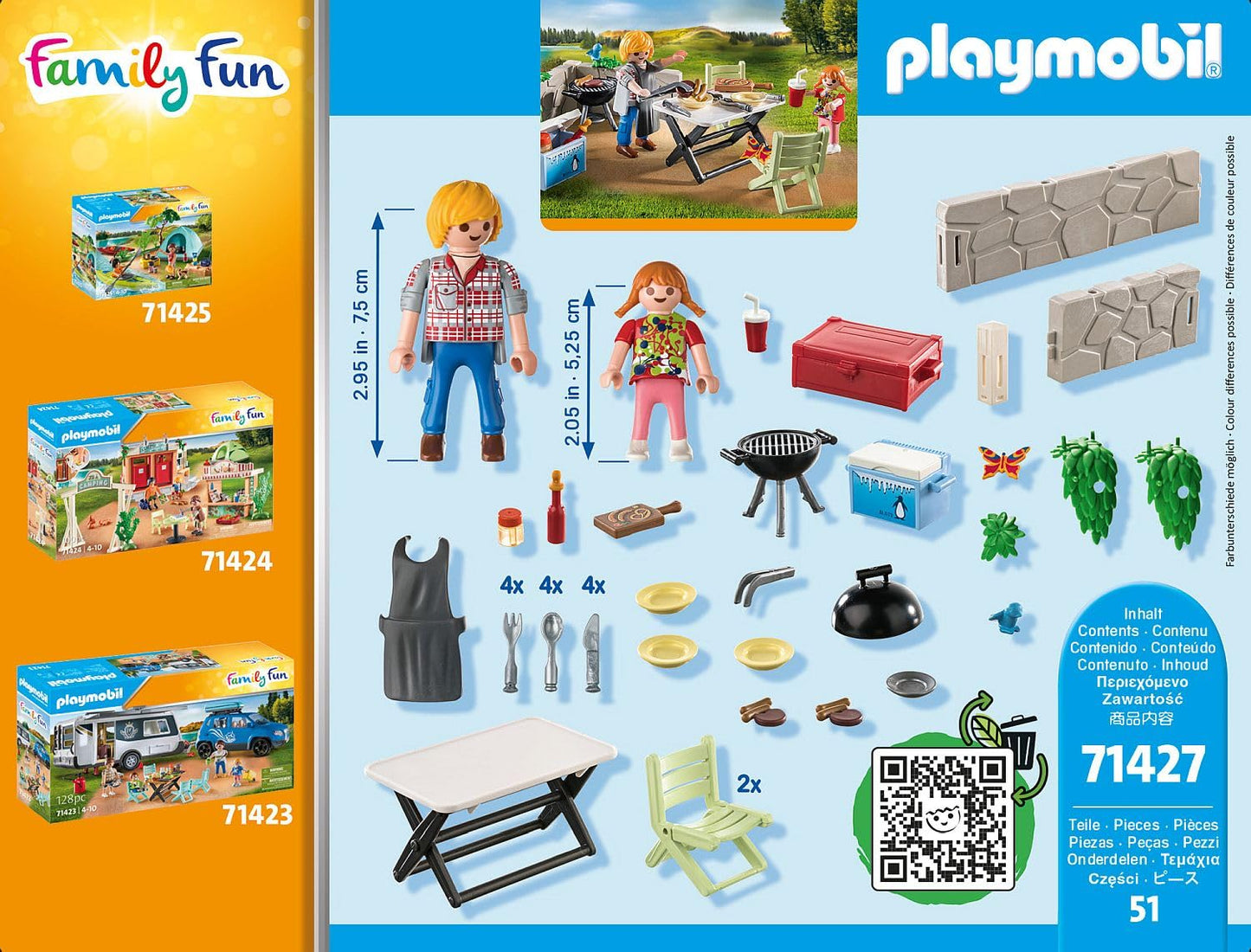 Playmobil Family Fun 71427 Shared Barbecue, Camping, Fun And Enjoyment Outdoors With The Family, With Grill, Cooking Apron And Great Accessories, Toy For Children From 4 Years