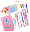 Neel 9Pcs Unicorn Theme Return Gift Set For Girls Unicorn School Stationery A5 Notebook, Pencil Pouch, Pen, Pencil, Big Softy Er