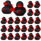 Leyndo 24 Pcs Christmas Spiderweb Rubber Duck Bulk Spiderweb Birthday Party Decoration Favors Squeaky Red Black Rubber Duck for Bathtub Floating Pool Gifts Party Supplies