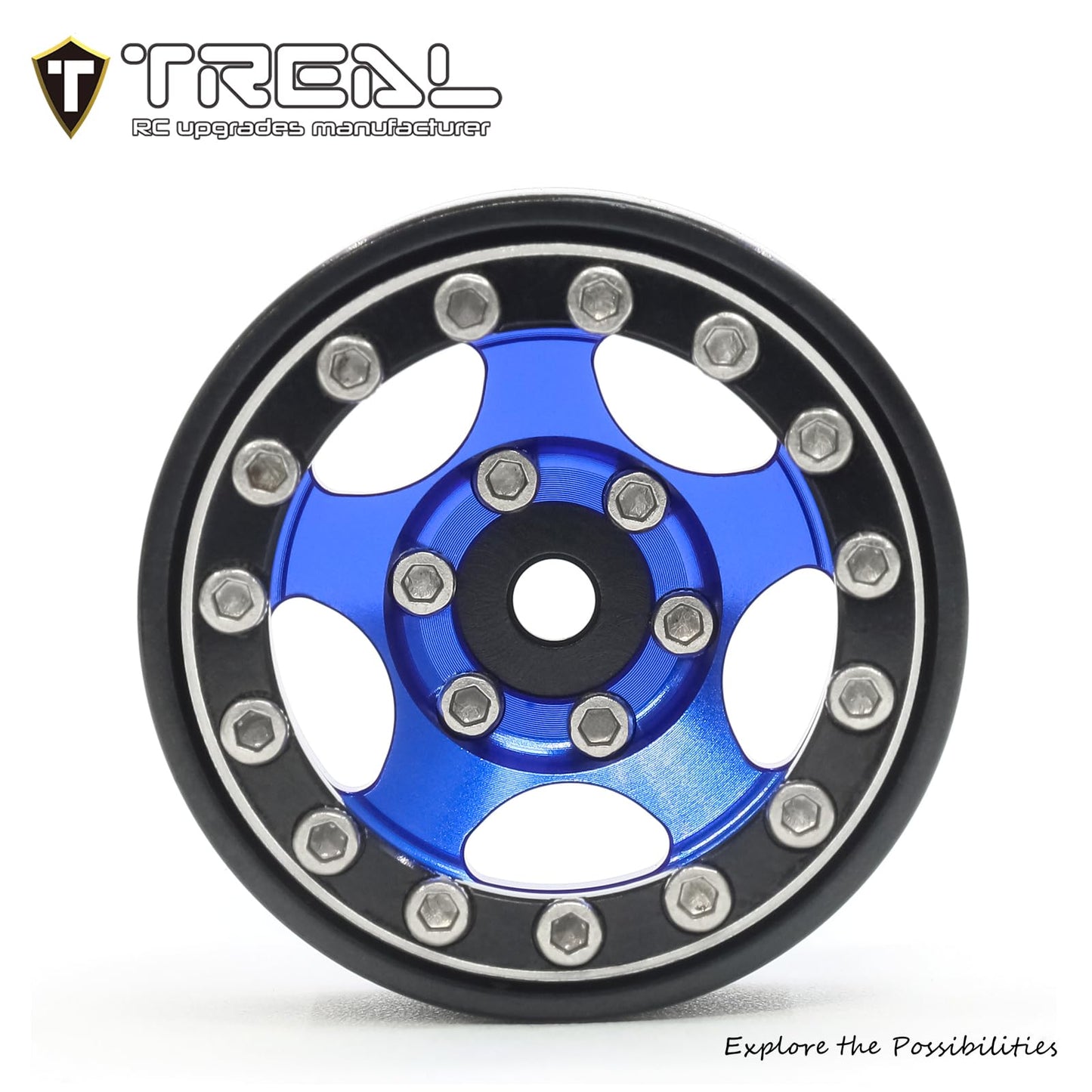 Treal 1.0 Beadlock SCX24 Wheels (4P) Classic 5-Star 1 Micro Bead lock Wheel for Axial 1/24 SCX24 Dodge Deadbolt C10 Gladiator Cr