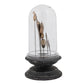 Decorative Tin Sacred Hearts On Wood Pedestal With Glass Cloche