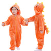 Lolanta Boys Girls Dinosaur Costume Jumpsuits Soft Halloween Animal One-Piece Kids Birthday Christmas Gift (Orange, 4-6 Years)