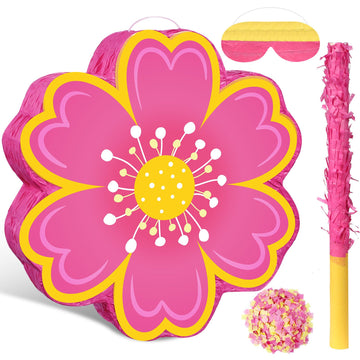 Aoriher Daisy Flower Piata Set Include Bat Blindfold Confetti Tassel Flower Piata Daisy Hippie Boho Piata for Birthday Baby Show