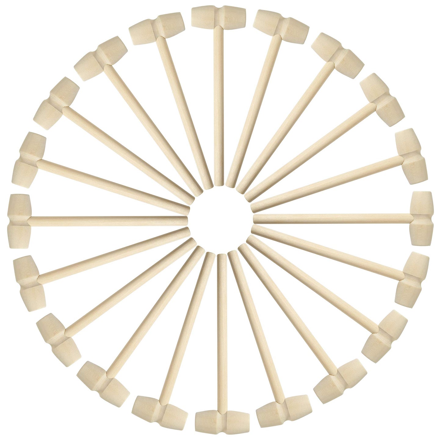 24 Pcs Mini Wooden Hammers For Breakable Chocolate, Natural Wood Toy Mallets For Kids