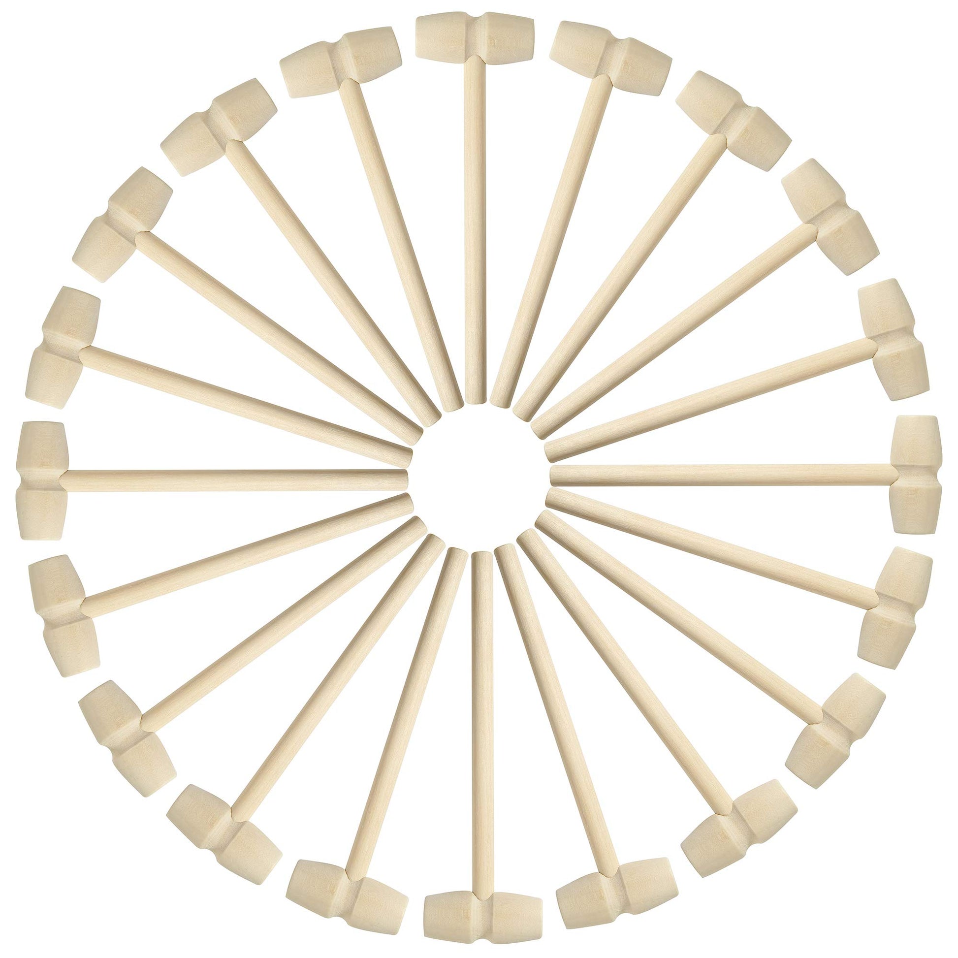 24 Pcs Mini Wooden Hammers For Breakable Chocolate, Natural Wood Toy Mallets For Kids