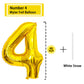 4 Number Balloon Gold 40 Inch Big Foil Mylar 4Th Balloons For 4 Year Old Boy Girl Birthday Party Decorations Wedding Anniversary