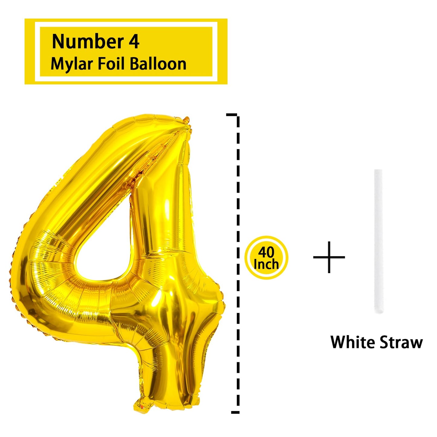 4 Number Balloon Gold 40 Inch Big Foil Mylar 4Th Balloons For 4 Year Old Boy Girl Birthday Party Decorations Wedding Anniversary