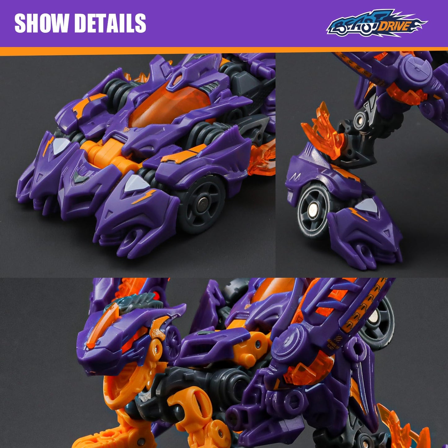 52Toys Beastdrive Bd-03 Naughty Saur Deformation Toys Action Figure, Converting Toys In Vehicle And Beast, Perfect Birthday Party Gift For Teens And Adults