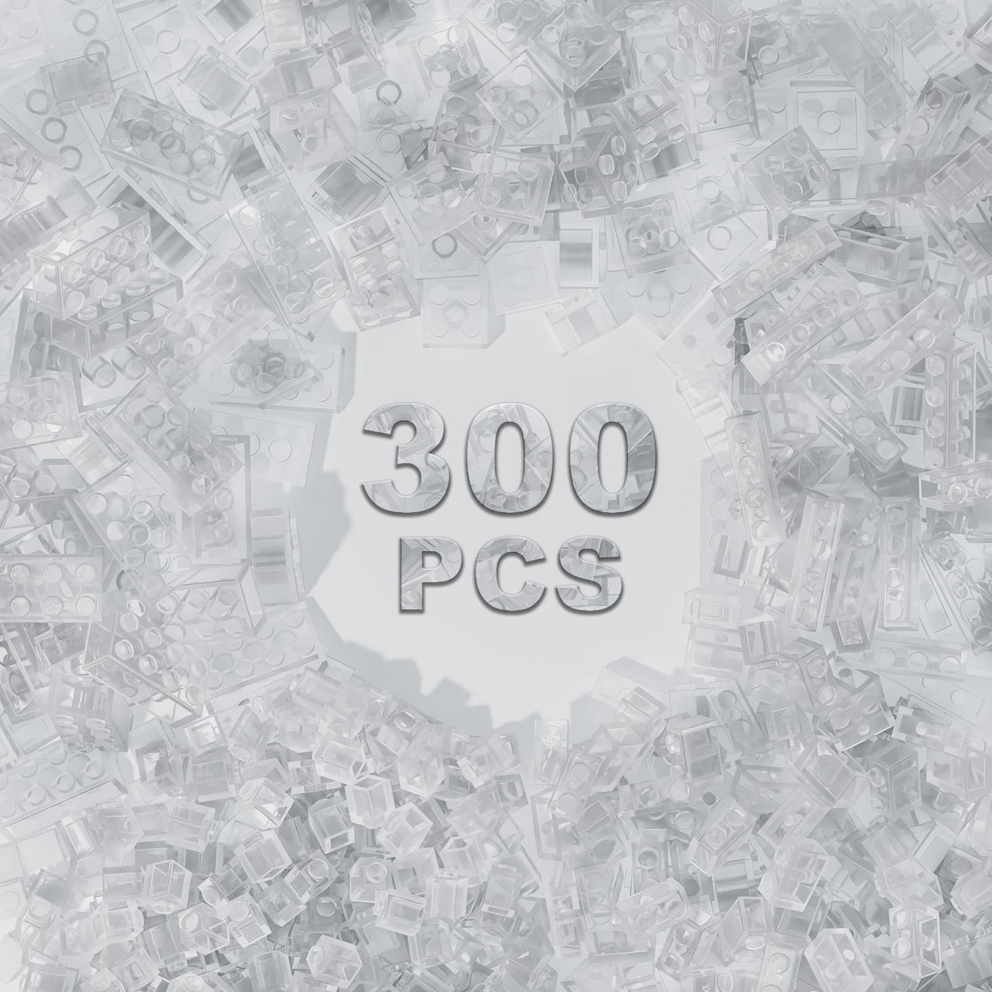 Webrick 300 Pcs Classic Building Bricks, Fully Transparent Bulk Bricks,Compatible With Major Brands Parts And Pieces, Creative B