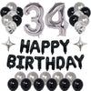 Naninuneno 34Th Black Silver Birthday Party Decorations For Men Women, Happy 34 Birthday Party Supplies With Black Happy Birthda