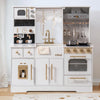 Robud Wooden Play Kitchen Set For Kids, Pretend Toy Kitchen With Ice Maker, Coffee Machine, Oven, Microwave, Cabinet, Utensils,