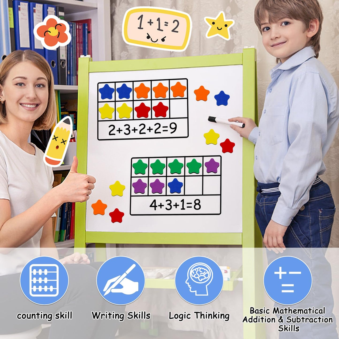 Looikoos Magnetic Ten-Frame Set,Math Manipulative Games For Elementary Classroom & Kindergarten,Early Education Math Enlightenment Toys, Math Aids Accessories Supplies For Classroom