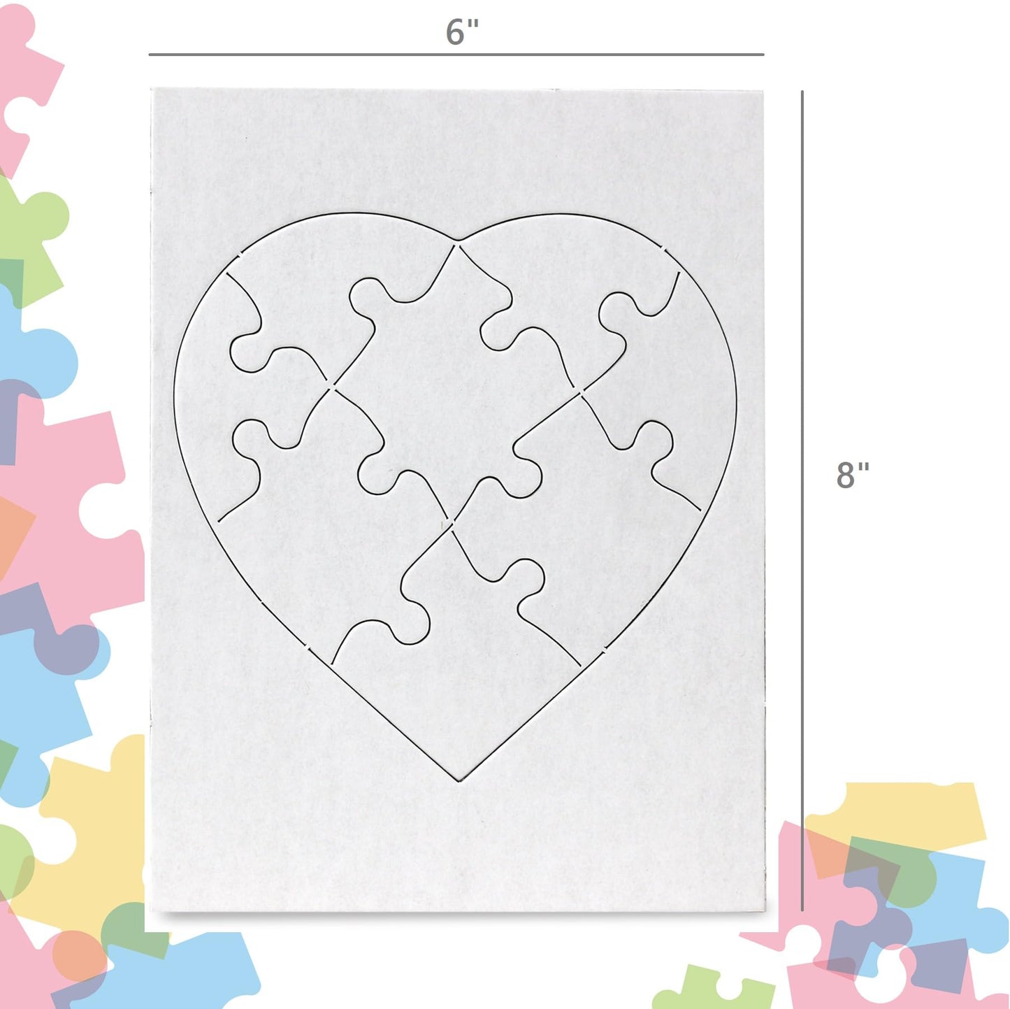 Hygloss Products 12 Blank Heart Puzzles - 8.5 X 9.5 Inches With Surrounding Frame - Ideal For Valentines Day Crafts - Write, Dra