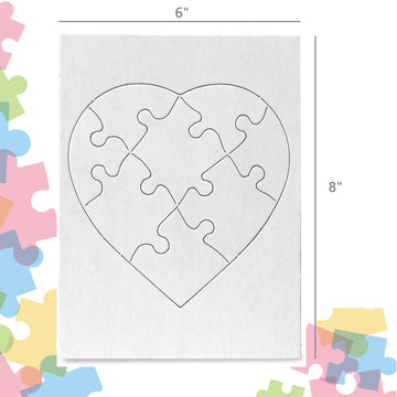 Hygloss Products 12 Blank Heart Puzzles - 8.5 X 9.5 Inches With Surrounding Frame - Ideal For Valentines Day Crafts - Write, Dra