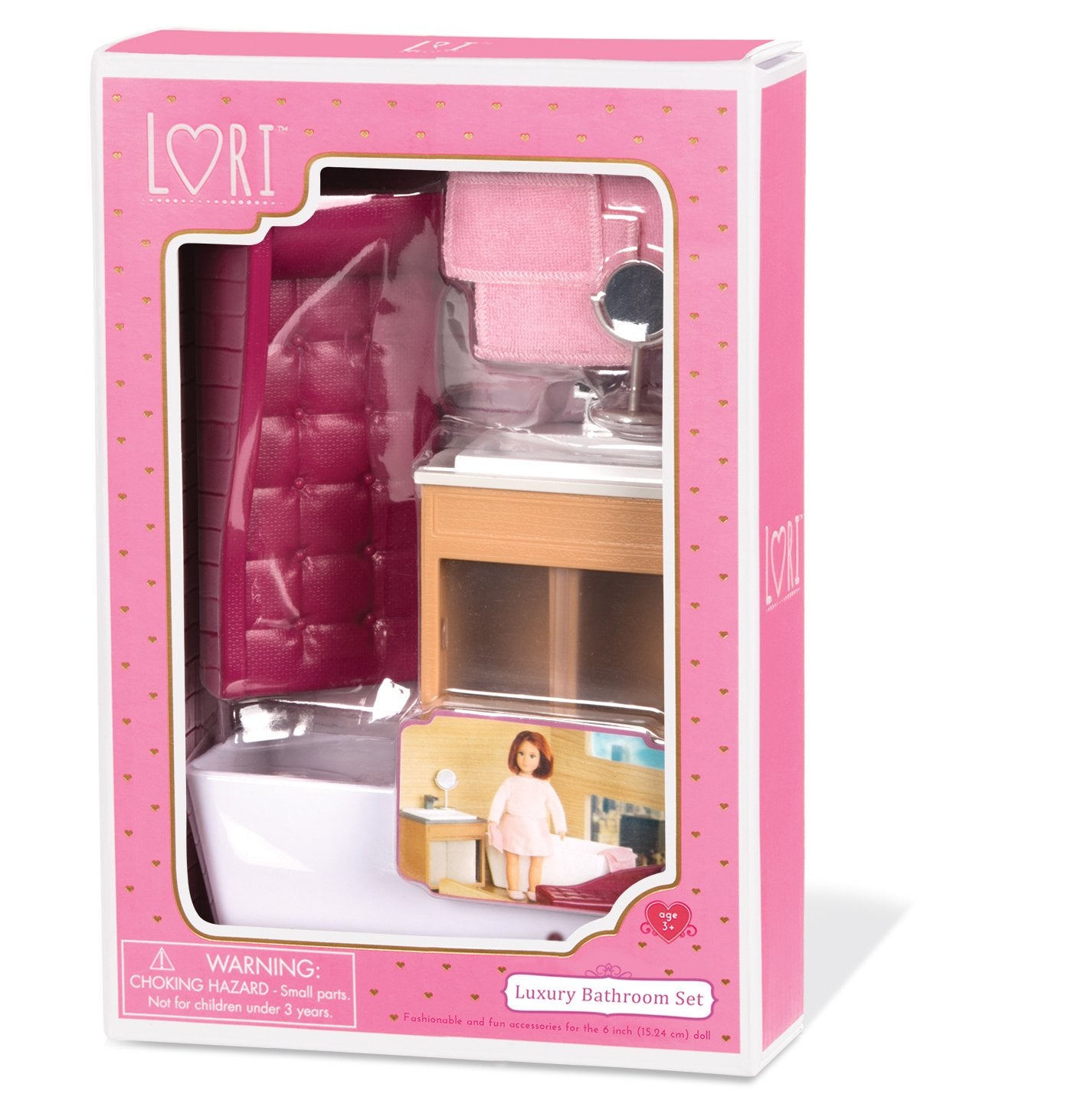 Lori Dolls – Luxury Bathroom Set – Bathroom Playset For Mini Dolls – Dollhouse Furniture For 6-Inch Dolls – Bathtub, Vanity, Lounge Chair – Toys For Kids – 3 Years +