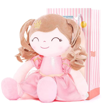 Gloveleya Dolls Baby Girl Gifts Soft Plush Doll Pink Crown Princess 14''