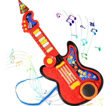 Kid Guitar, 4 In 1 Toddlers Guitar And Piano Guitar For Kids 3-5 With Strap Guitar For Toddlers 2-4 With Lullaby Projector Drum Toy Guitar For Kids Toy Toddler Guitar For 3 4 5 Year Old Boy Girl Gift