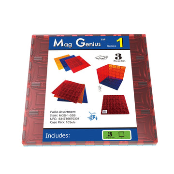 Mag-Genius Magnet Tiles Super Big Magnet Toy Building Toy Board Size of 16 Magnet Tiles 3 Stabilizer 12'' X 12'' Magnet Plates C