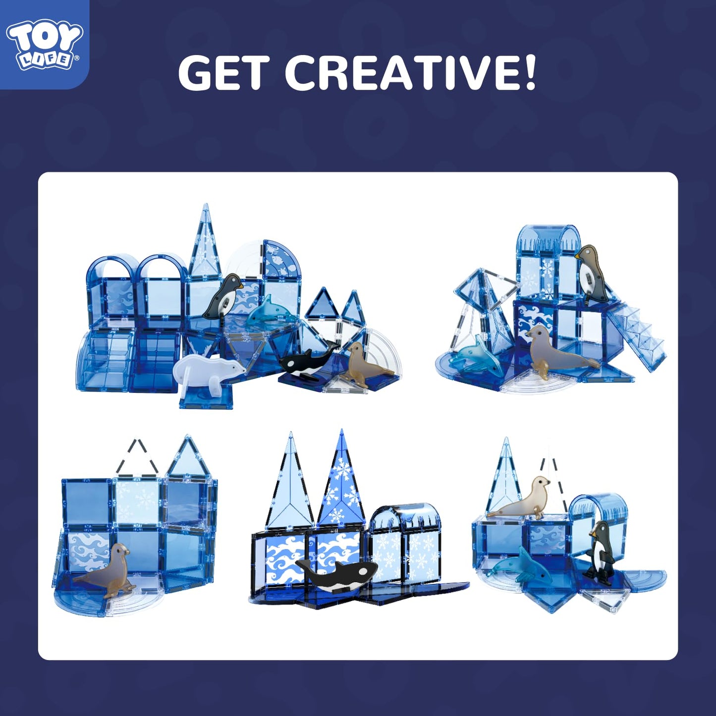 Toy Life Magnetic Tiles 56Pcs Magnet Building Toys For Kids Ages 4-8, Magnetic Toys For Toddlers 3+, Magnet Tiles Educational Construction Toys, Magnetic Building Tiles Toddlers Christmas Toy Gift