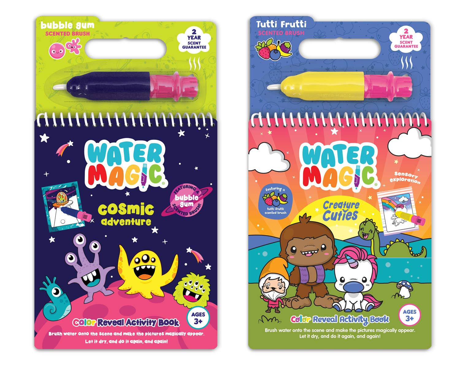 Water Magic - Patented Gourmet Scented Reusable Water Reveal Activity Books - No Mess, All Fun By Scentco (Cosmic Adventure And Creatures)