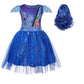 Wonderbabe Evie Descendants Costume For Girls Birthday Party Supplies Outfits For Kids Princess Dress Up Tulle Mesh Dress With Bule Wig 7 8T