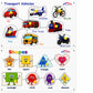 Wooden Educational Puzzle Combo Set for Kids Transport & Shapes,Montessori Educational Toys for Toddlers 2 Years+ Wooden Board T