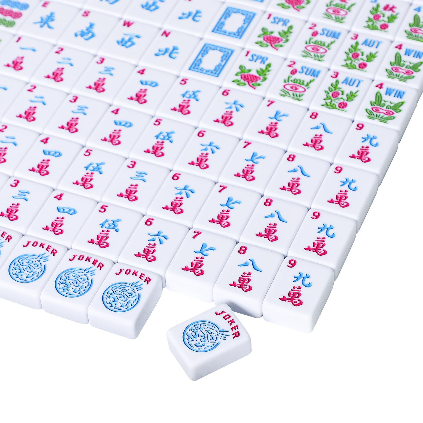 Jongyance American Mahjong Tile Set - 166 Engraved Plastic Tiles, Small Size, White (Tiles Only, Racks Not Included)