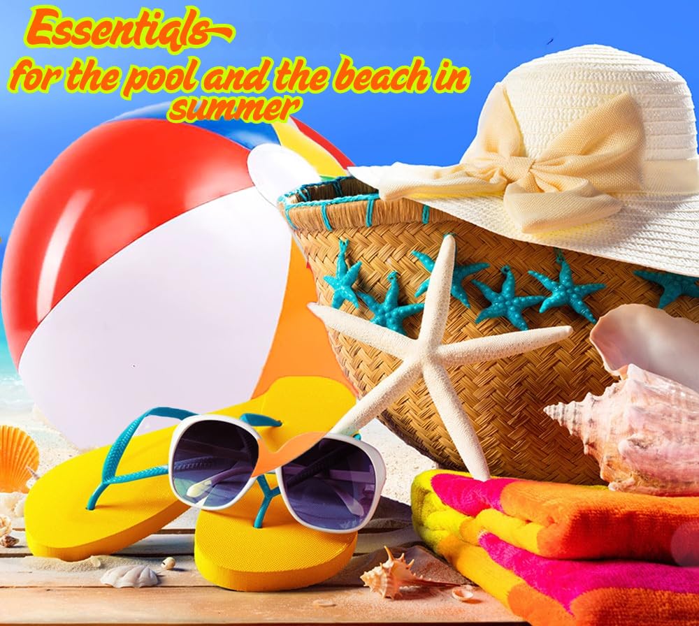 Chochkees 48 Pack 16 Inch Beach Balls - Large Inflatable Rainbow Beach Balls Perfect ffor Swimming Pool Party and Summer Fun Toy