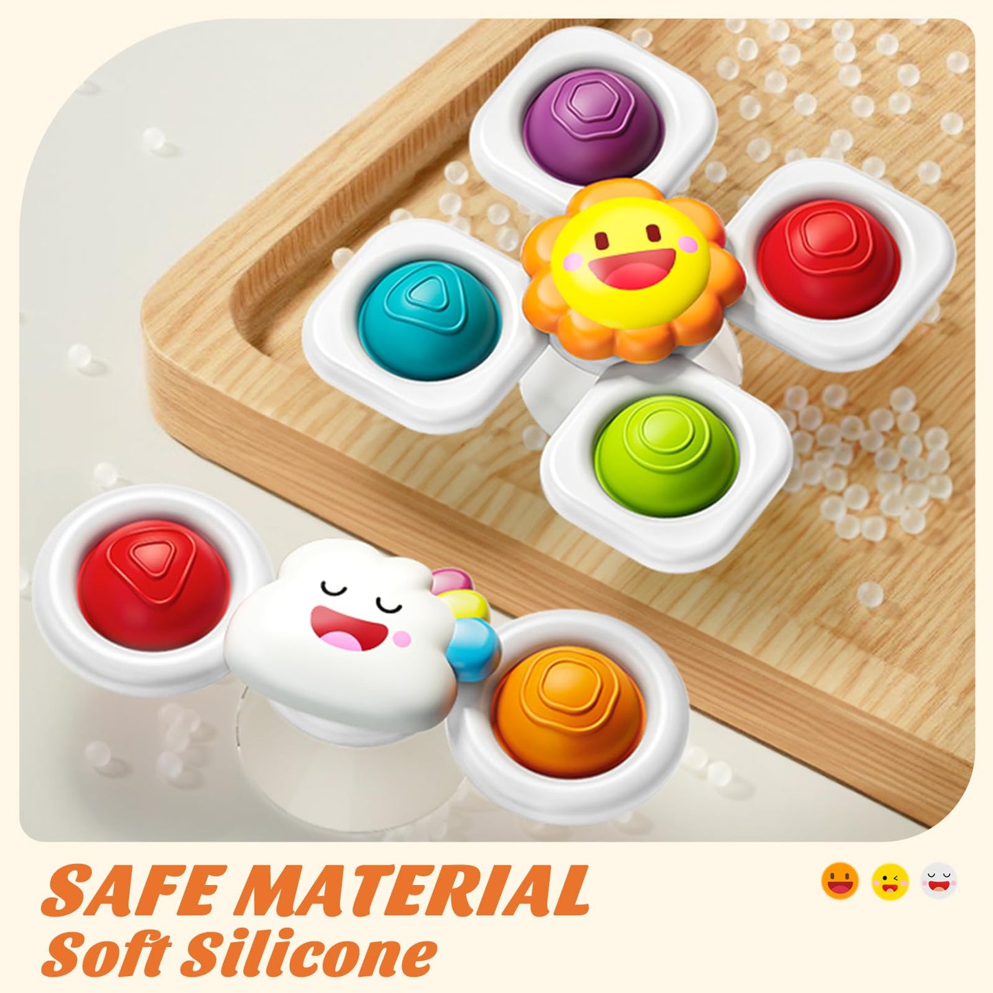 Springflower Suction Cup Spinner Toys, Baby Bath Toys For 12 18 Months Boy&Girl, Sensory Toys Bath Toys Travel Table Toy For Toddlers, Birthday Baby Gifts For 1 2 3 Year Old Toddler