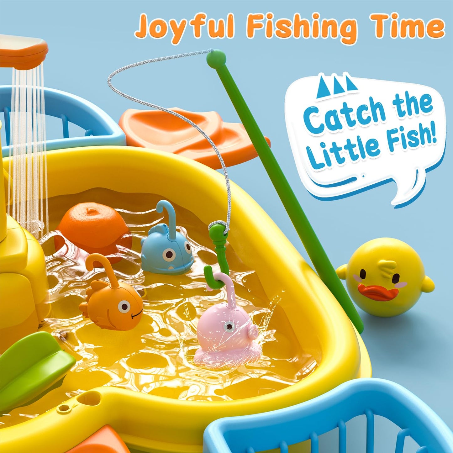 3-In-1 Play Sink With Running Water, Kids Kitchen Sink Toys With Electric Duck Faucet, Pretend Play Kitchen Accessories, Play Fo