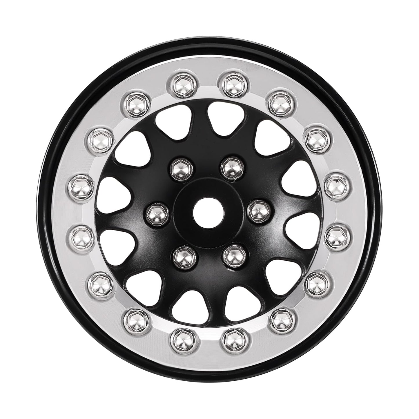 Injora 1.3'' Aluminium Beadlock Wheels For Trx4M Scx24 1/24 1/18 Rc Crawler Upgrade(Sliver Black)