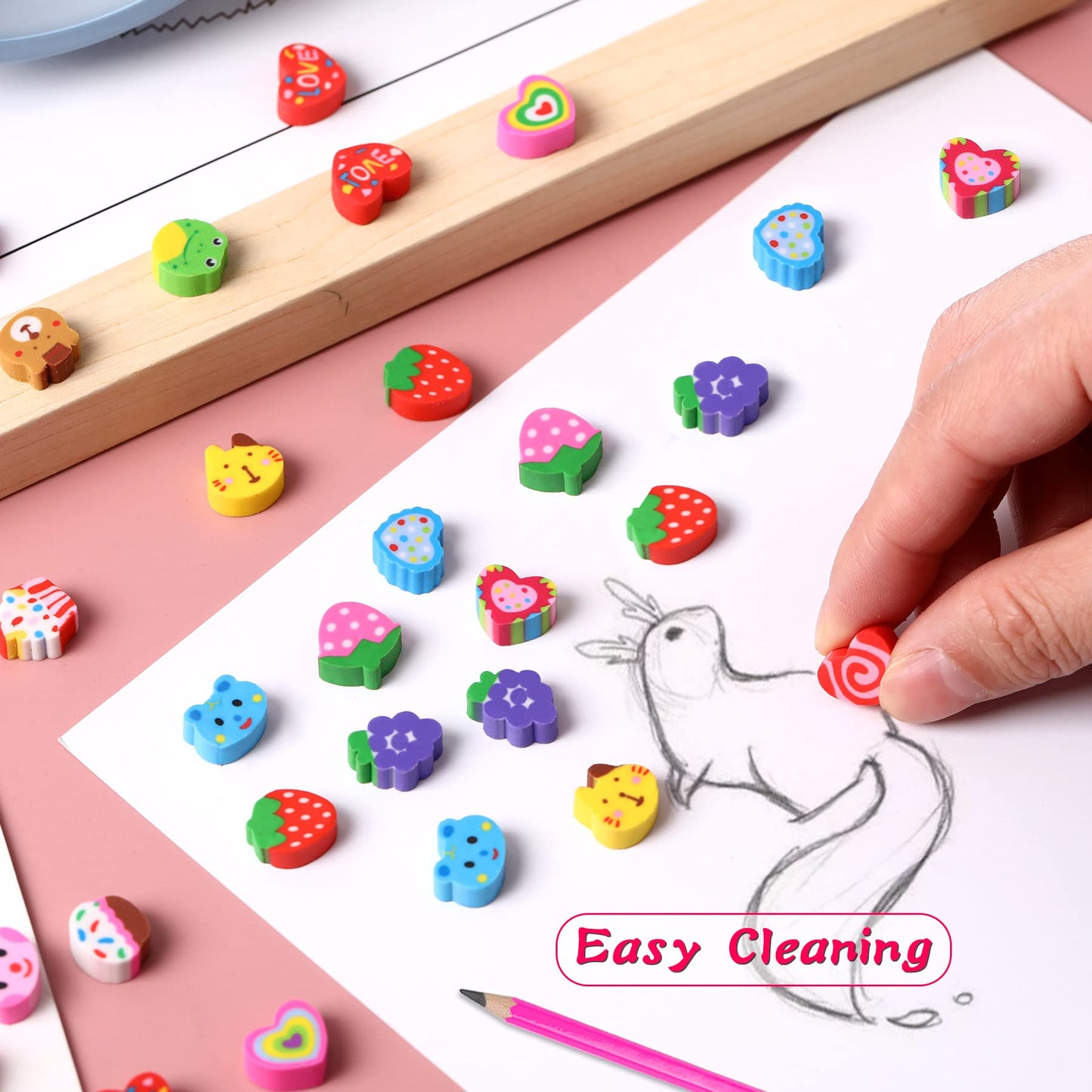 Junebrushs 150 Pieces Mini Erasers For Kids Bulk, Novelty Animal Erasers,Pencil Erasers Assortment, Cute Small Erasers For Students Homework School Classroom Rewards Prizes Party Favors