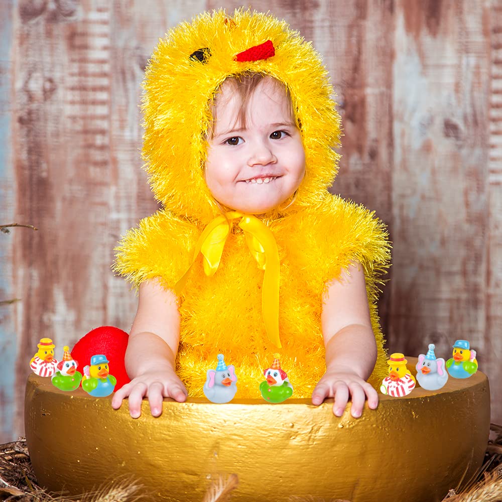 Artcreativity Carnival Rubber Duckies For Kids, Pack Of 12 Cute Duck Bathtub Pool Toys, Fun Carnival Supplies, Birthday Party Favors For Boys And Girls