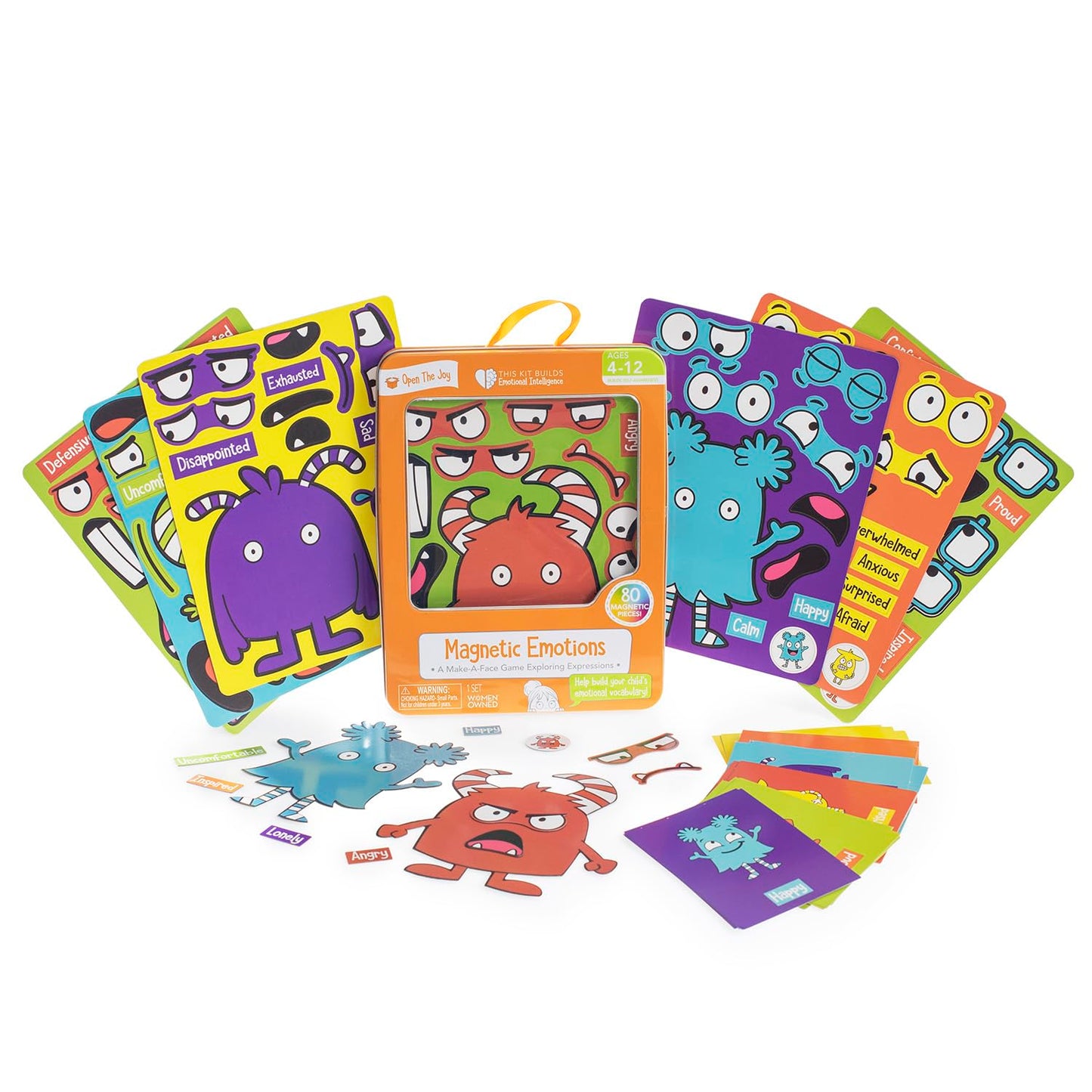 Open The Joy Magnetic Emotions Playset - Medium Green, Paper, Model MONSTIN, Ages 4+ - Explore & Express Feelings with Magnetic Characters