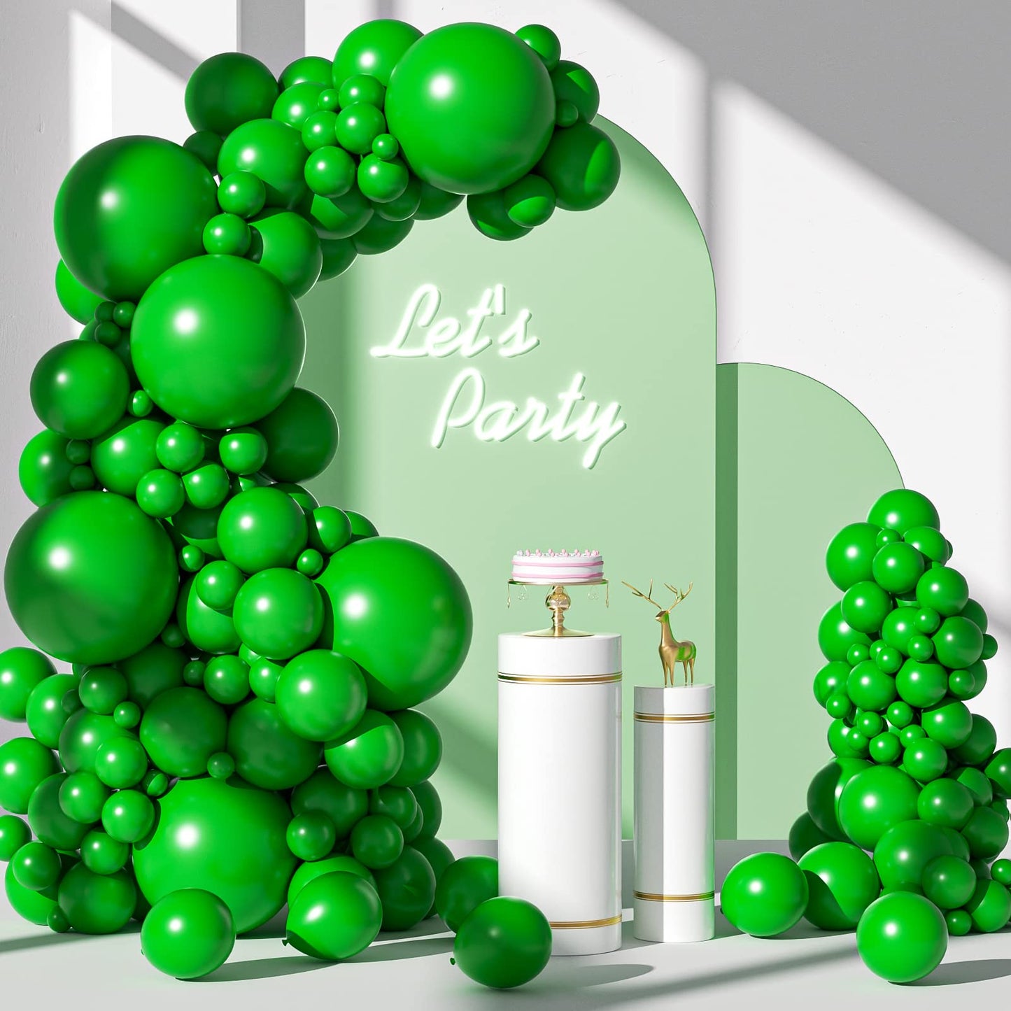 Fotiomrg 110Pcs Green Balloon Garland Arch Kit, 18 12 10 5 Inch Green Latex Balloons Different Sizes Pack For Birthday Graduatio