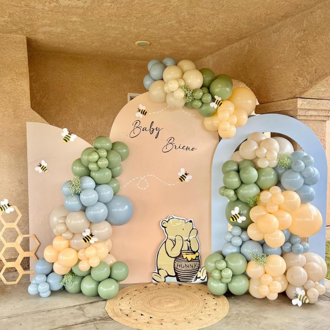 Sage Green And Gold Balloons, 60Pcs 12 Inch Sage Green White Sand Balloon Set With Metallic Chrome Gold Confetti Latex Helium Balloons For Jungle Safari Forest Theme Birthday Graduation Party Supplies