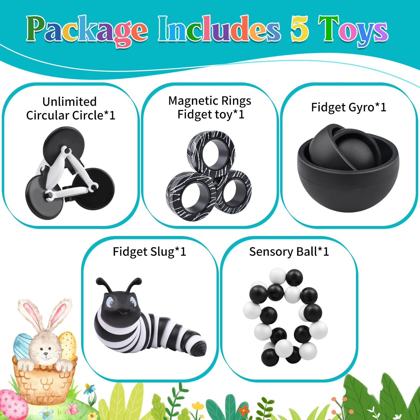 Fidget Toys Adults Pack, Sensory Toys Pack Easter Basket Stuffers For Kids Teen Autism, Desk Toy Stress Relief Toys Gift For Adh