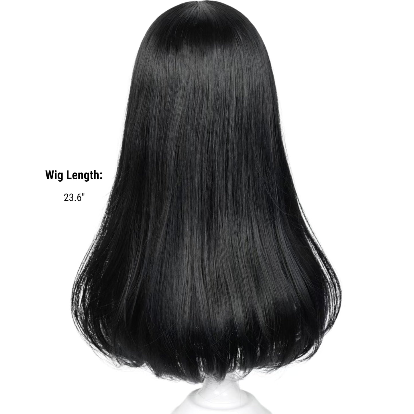 Uniquebe Long Black Wig For Kids Girls 60Cm Long Straight Middle Part Wig Heat Resistant Synthetic Wig + Wig Cap For Halloween C