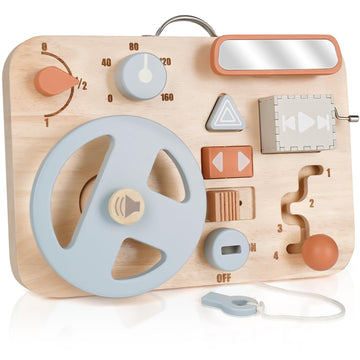 Montessori Busy Board For Toddlers - Wooden Montessori Toys For 1 2 3 4 Year Old, Aesthetic Sensory Activity Board For Fine Motor Skills, Travel Busy Board Educational Sensory Toys For Boys And Girls