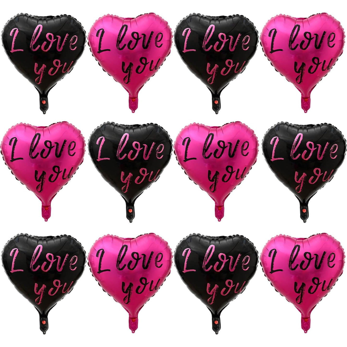 12 Pcs Pink Heart Balloons 18 Inch I Love You Valentines Day Balloons For Valentines Day Decorations Bridal Shower Wedding Party