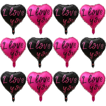 12 Pcs Pink Heart Balloons 18 Inch I Love You Valentines Day Balloons For Valentines Day Decorations Bridal Shower Wedding Party