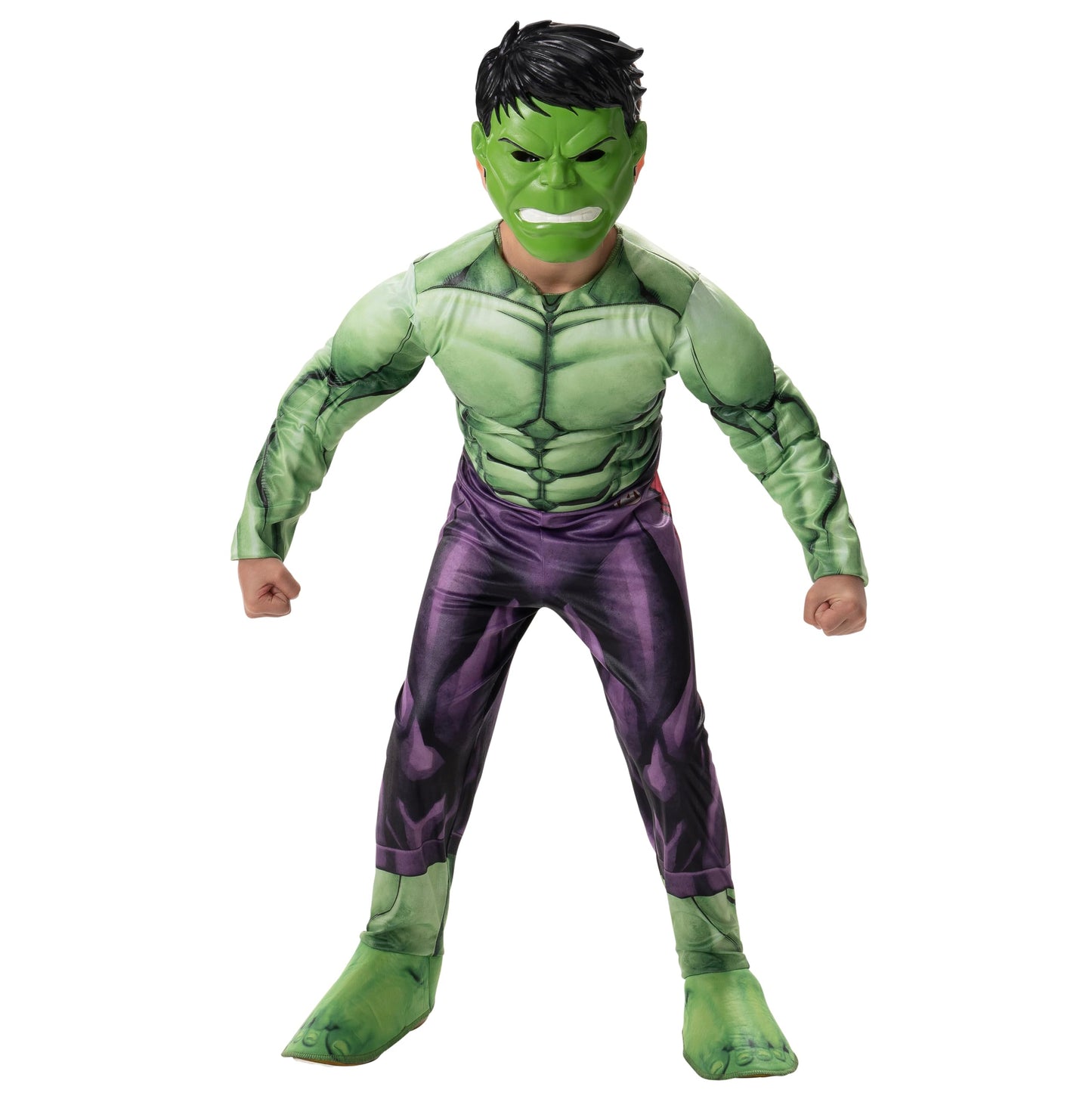 Marvel Hulk Official Youth Halloween Costume - Premium Quality Padded Jumpsuit With Plastic Mask (M) Green