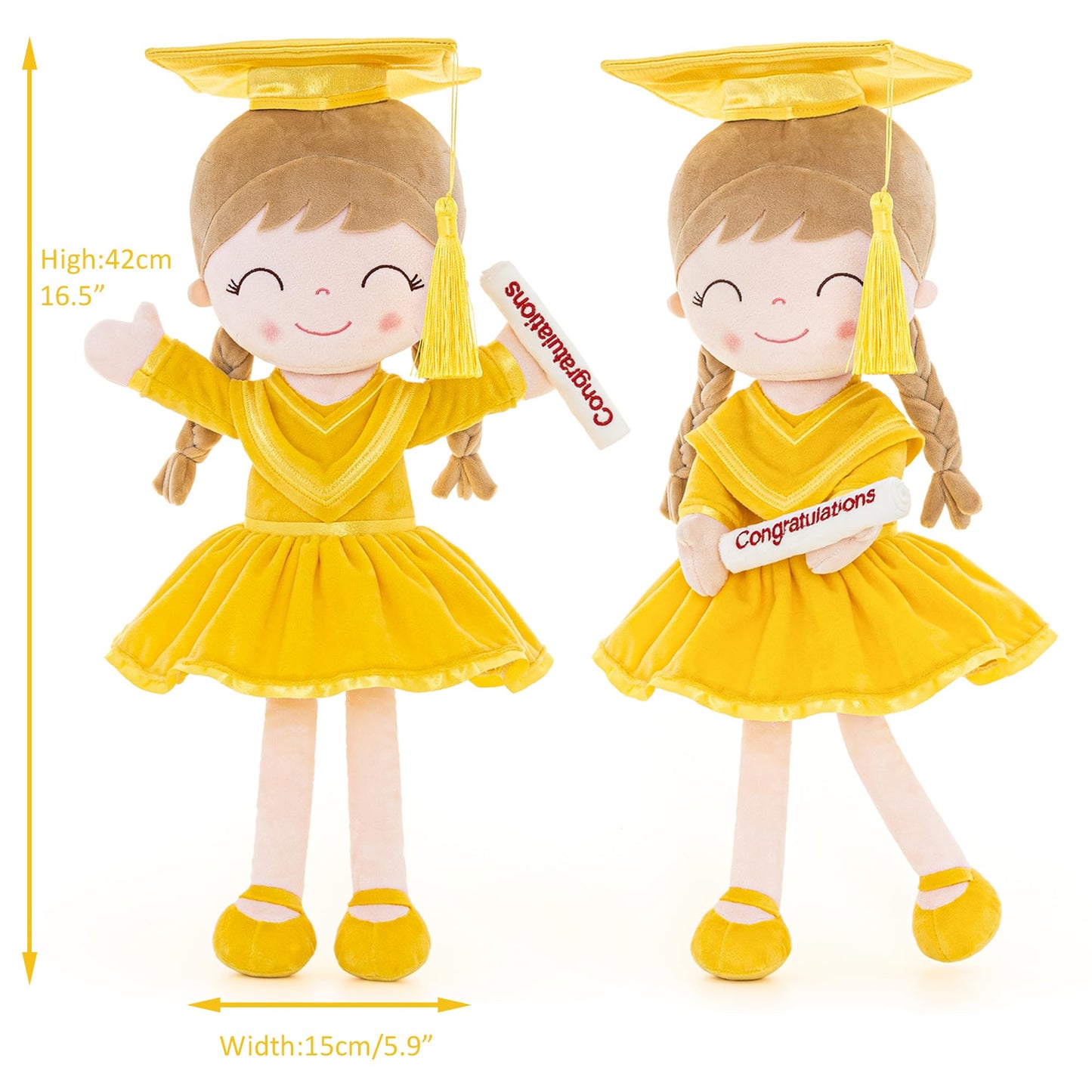 Gloveleya Baby Girl Gifts Graduation Plush Girls Dolls Congratulation Gift For Kindergarten Gold 16 Inch