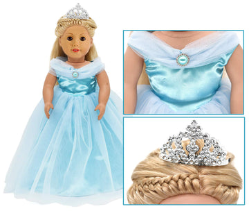 Girls Doll Clothes And Accessories , Princess Costume , Wedding Dress , Party Gown Dress For 18 Inch Dolls (3Pcs)