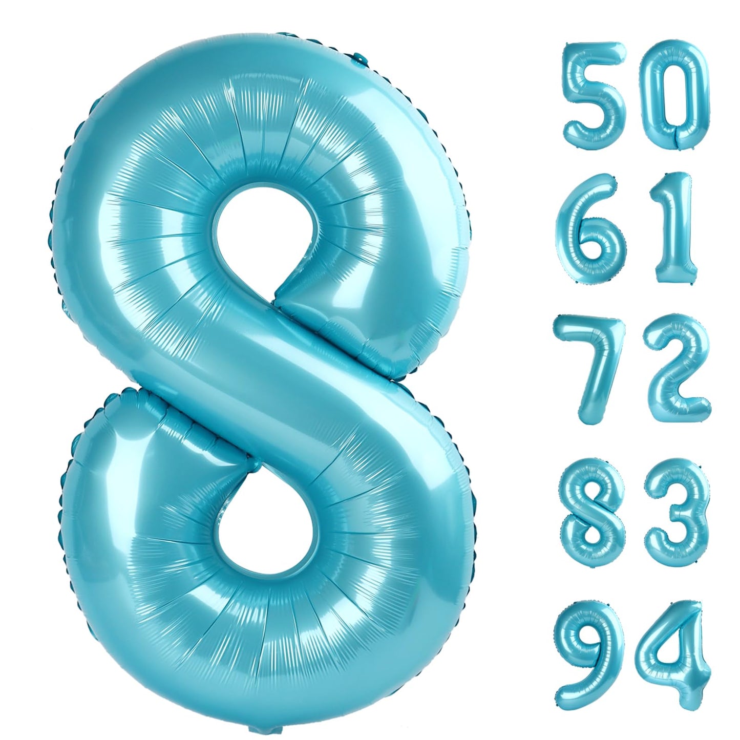 Pearlescent Blue 8 Balloon, Number Balloons 40 Inch, 8Th Birthday Decorations For Boys Girls, Birthday Balloons, Pearlescent Blu
